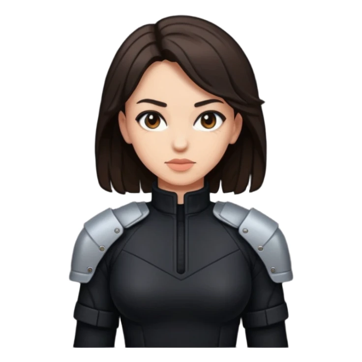 a brunette slim fighter woman in black, pixel art style sticker