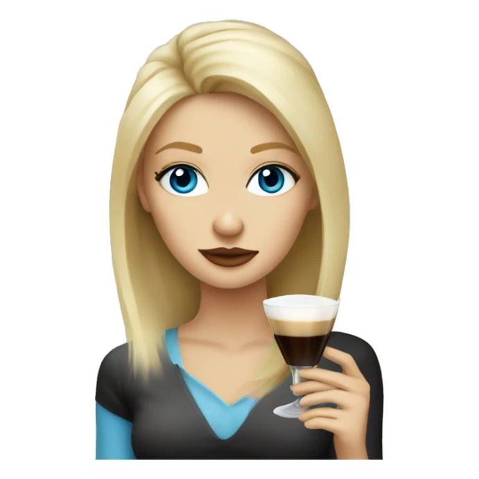 blonde hair blue eye girl drinking espresso martini  sticker