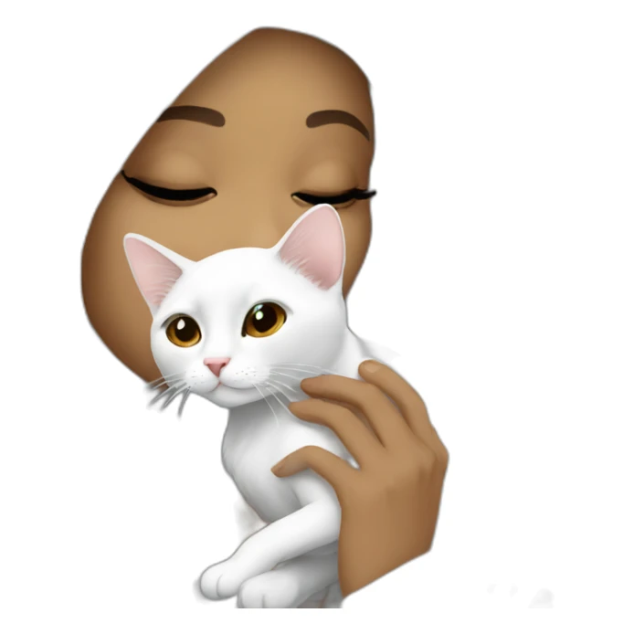 Hijab women kissing white cat sticker