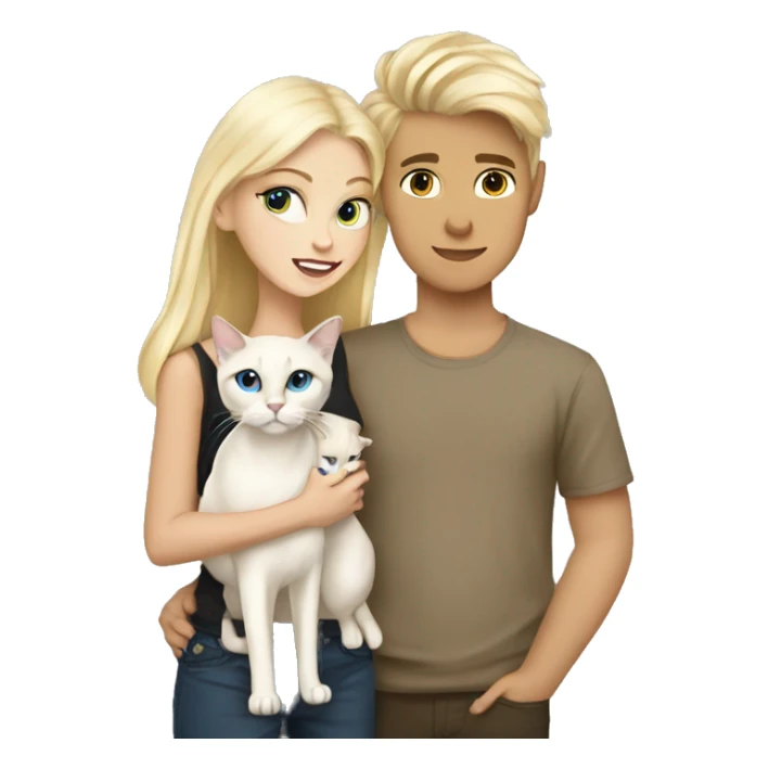 Blondie girl with a Blondie boy holding that Siamese cat sticker