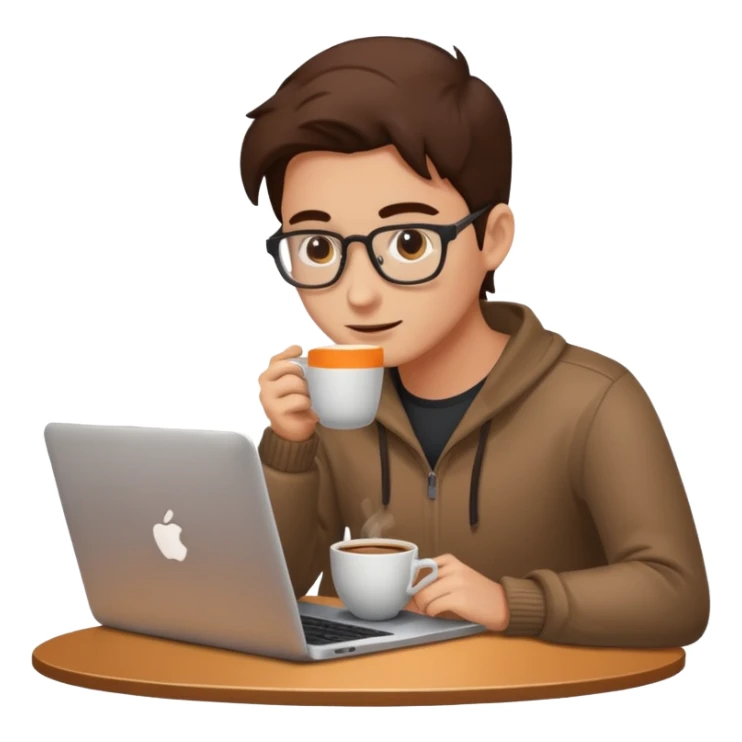 laptop and coffee are on the table. coffee is not on the laptop. sticker