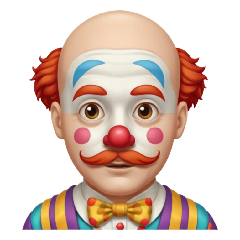 Clown bald hair & mustache  sticker