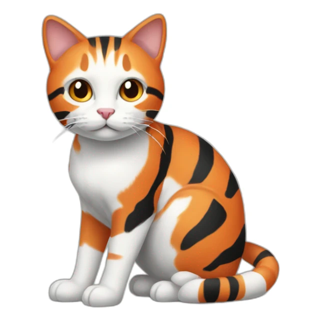 striped cat with orange black and white color sticker