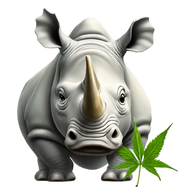 Happy White rhino smoking hemp sticker