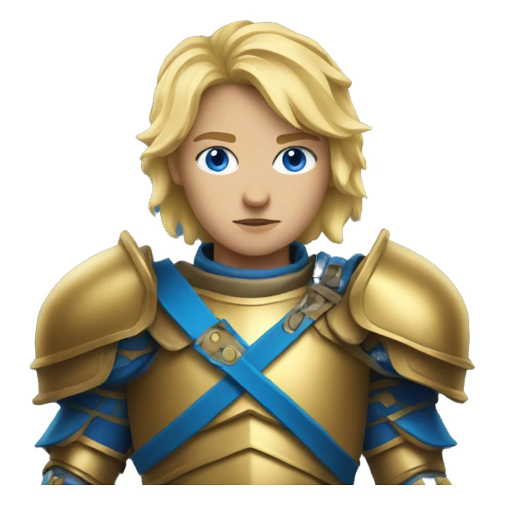 Blonde warrior with blue eyes in gold armor sticker