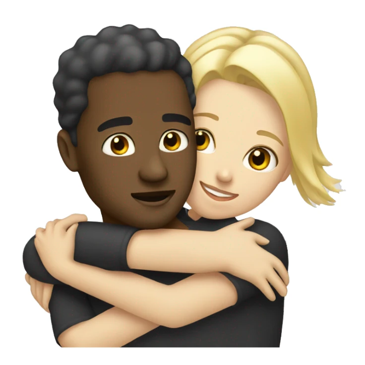 Black man hugging a white blond women sticker
