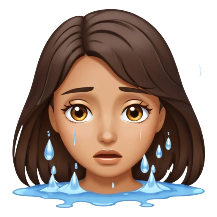 Beautiful brunette crying a puddle of tears sticker