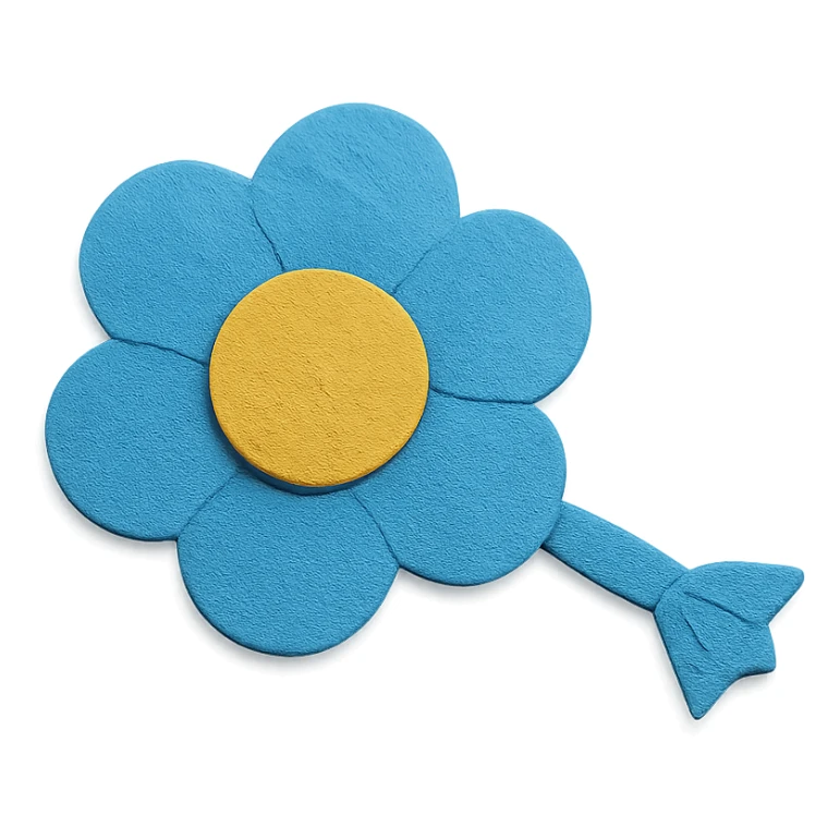blue flower-shaped candy, isolated on a transparent background, paper craft style sticker