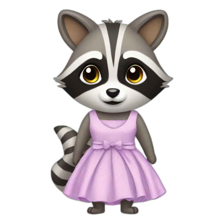 raccoon wearing a cute dress sticker