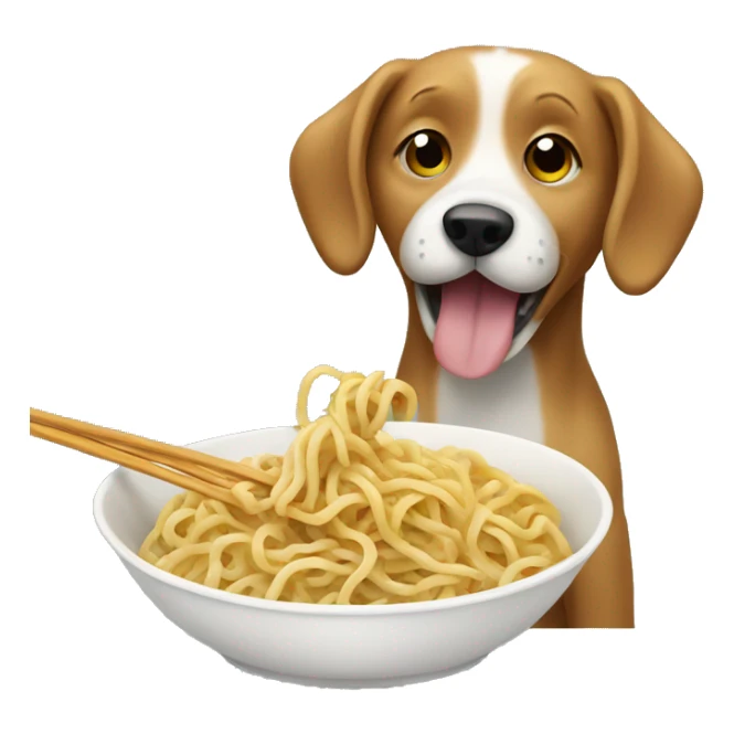 Dog eating noodles sticker