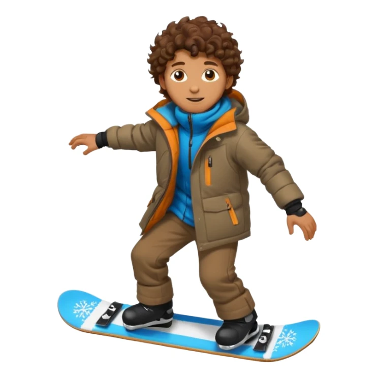 Man with curly hair on a snowboard  sticker