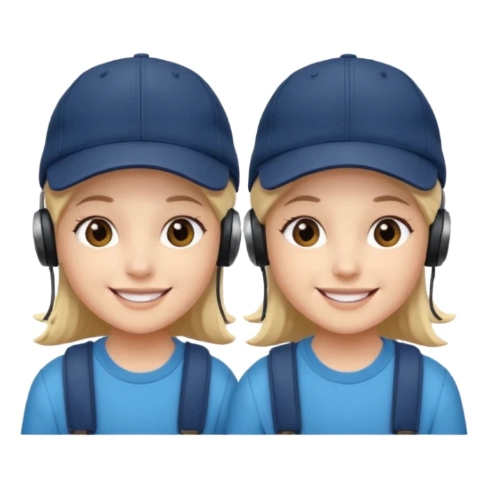 Make me a twins wearing a cap while listening to a song twin is 👯‍♀️ sticker