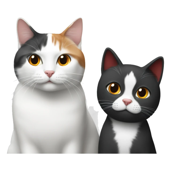 Two adults and one black-white cat and one red-grey-white cat sticker