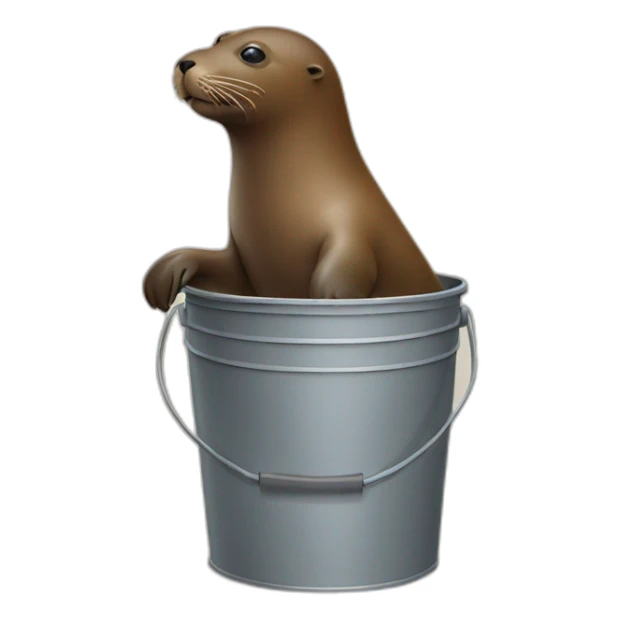 Brown Sea lion with bucket sticker