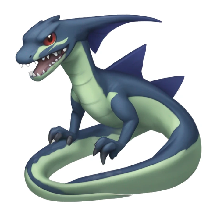 Cool Edgy Seviper-Sharpedo-Gabite Fakémon Digimon with Edgy markings, full body, outlined sticker