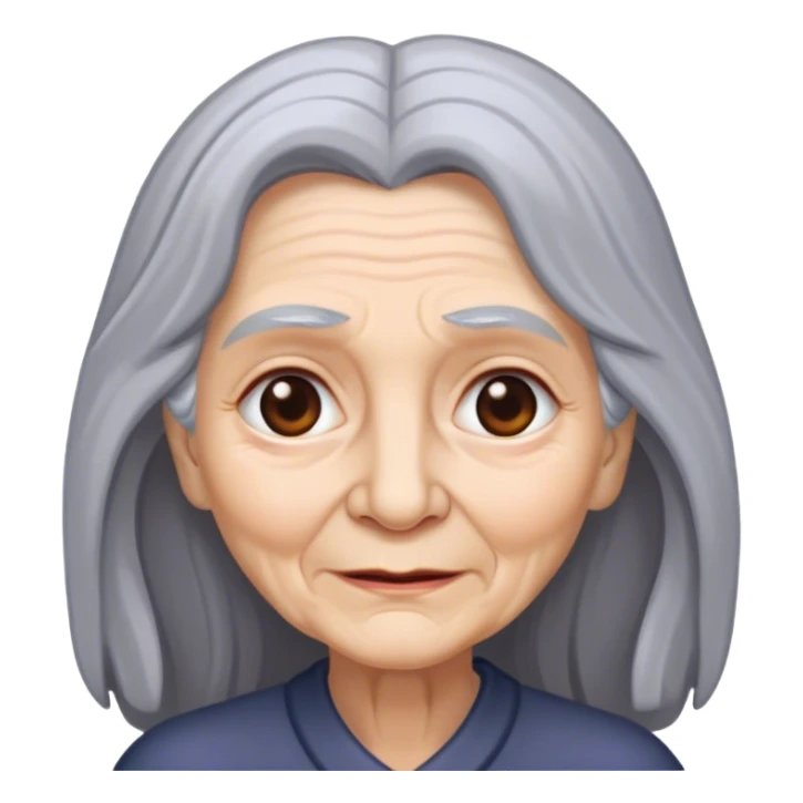 Old woman with very long gray hair sticker