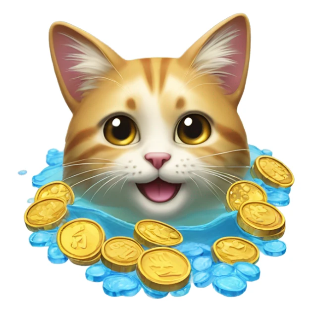 The cat swimming in riches sticker