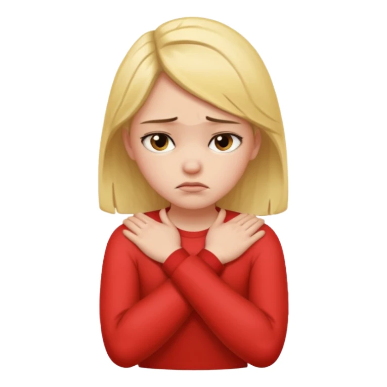 arms crossed holding neck sad but angry girl sticker