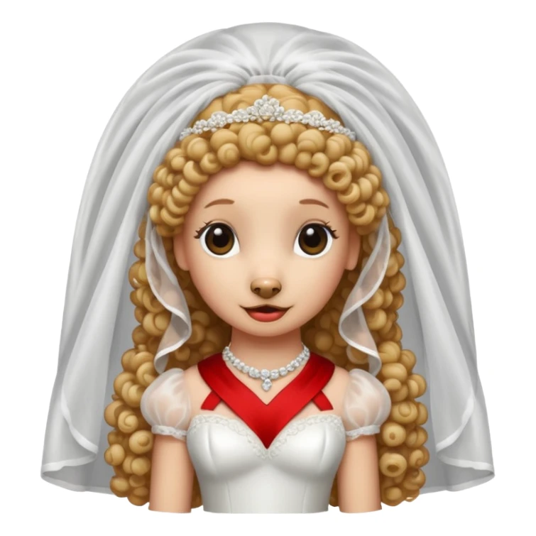 poodle in white veil of bride sticker