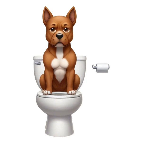 A super strong dog pooping on the toilet sticker