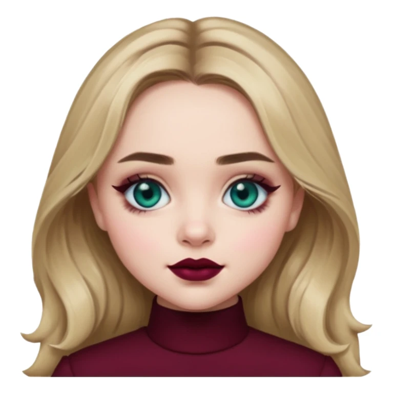 Sabrina carpenter blue-green eyes wearing burgundy lipstick  sticker