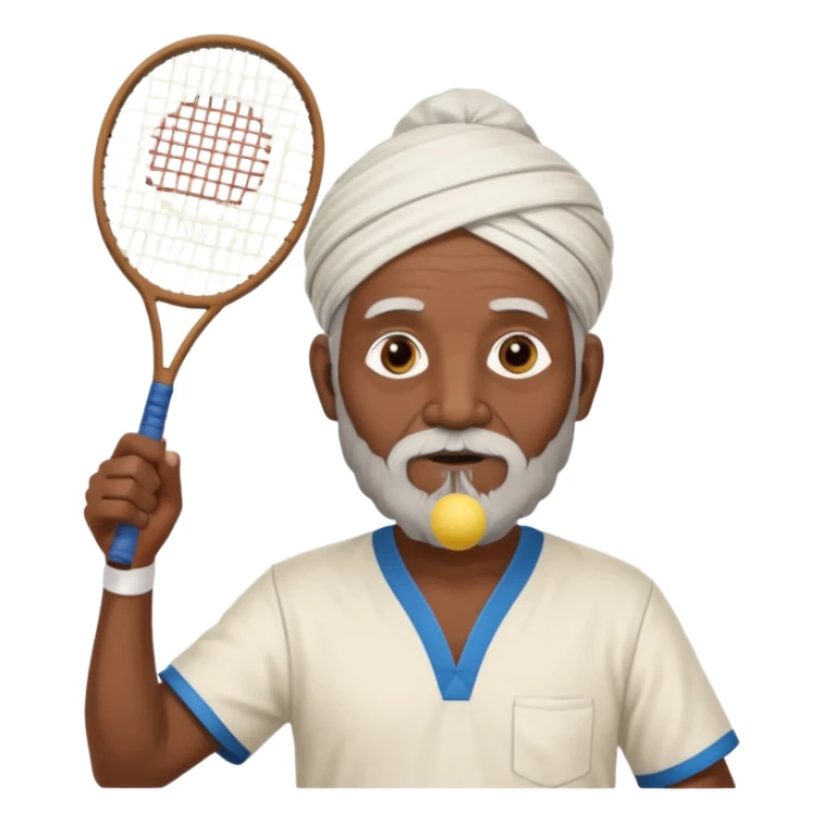 ancient guru india old black man with 1 badminton racket sticker