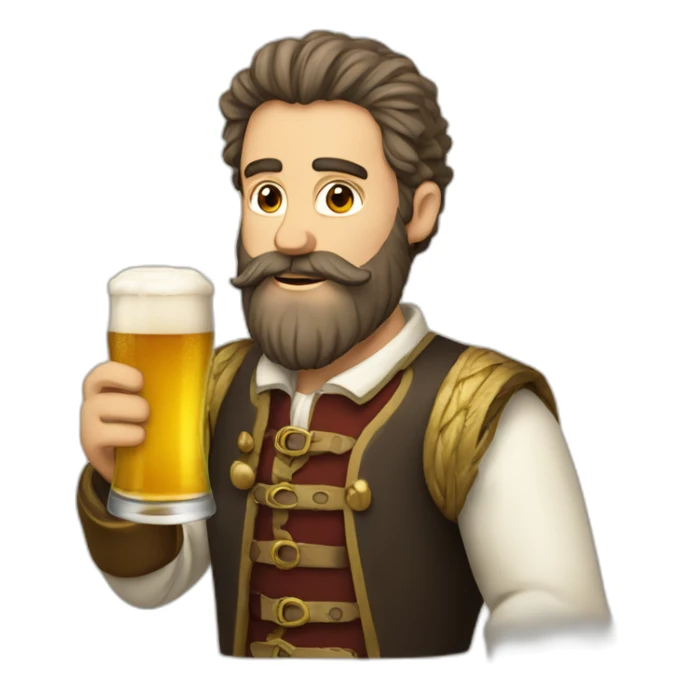 a bearded man in German clothing drinking beer sticker