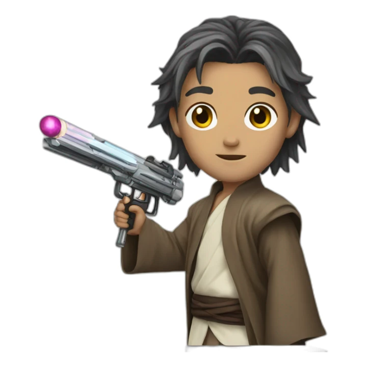 Anime jedi with a unicorn gun  sticker
