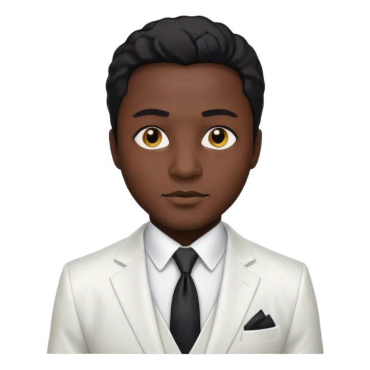 businessman, black skin, black eyes, white suit sticker
