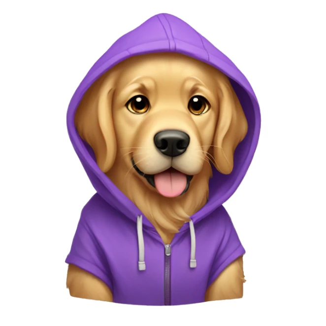 Golden retriever wearing purple hoodie cute sticker