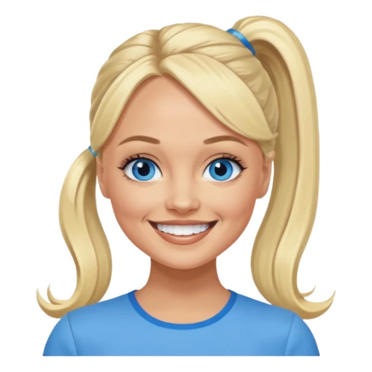 Emma Bunton with blue eyes, ponytail hair sticker
