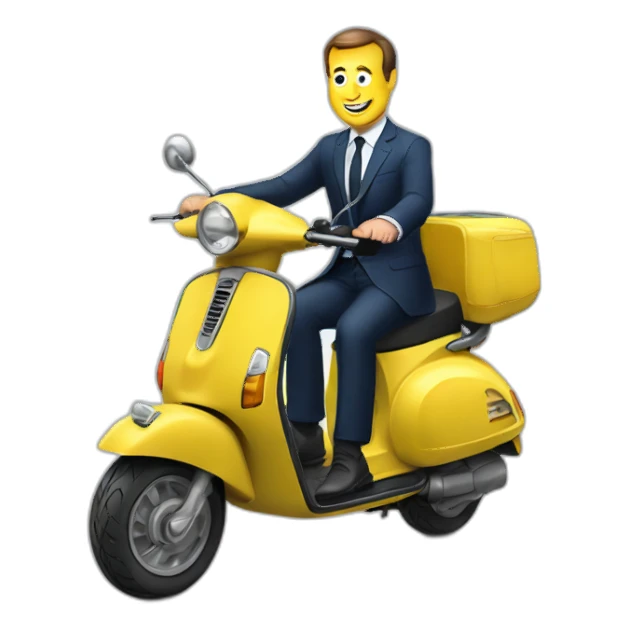 macron sur un scooter en y sticker