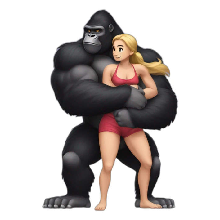 Big buff Kind Gorilla holding a girl on his arms sticker