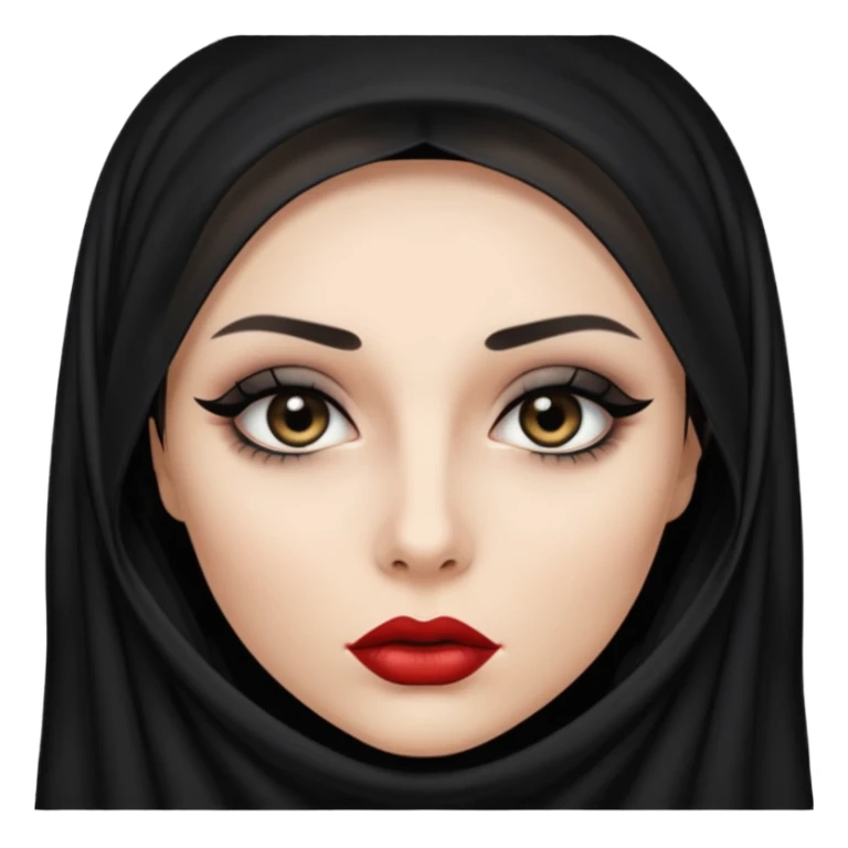 Female figure lifting sheer black veil from her lips, forbidden intimacy sticker