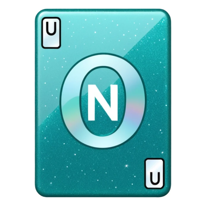 Teal Glittery uno reverse card that says no u in the middle sticker