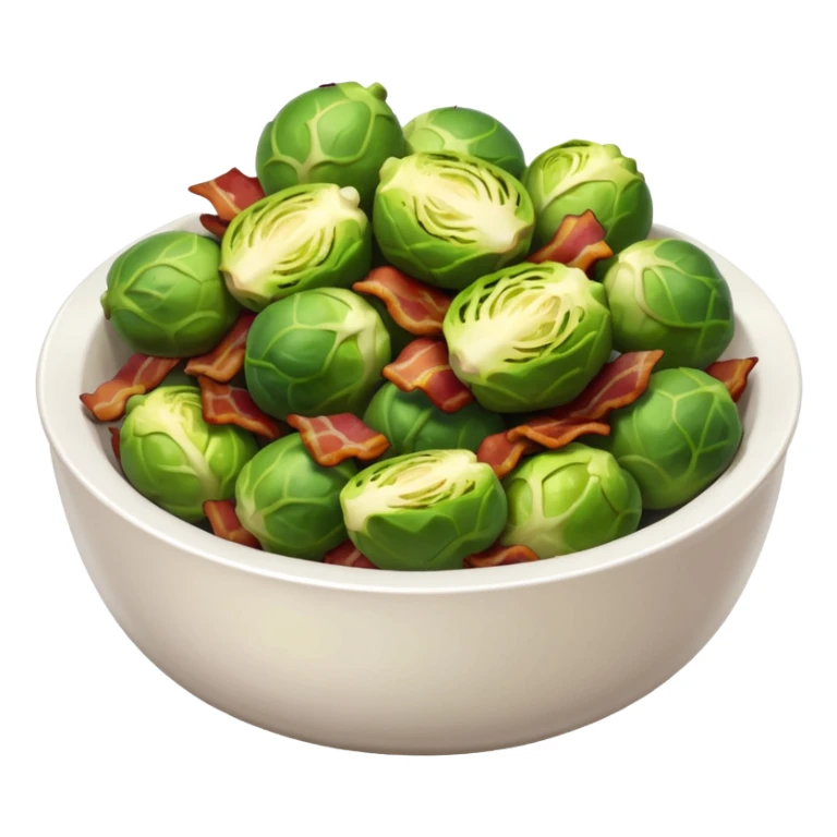realistic char boiled brussel sprouts with bacon bits in a white bowl sticker