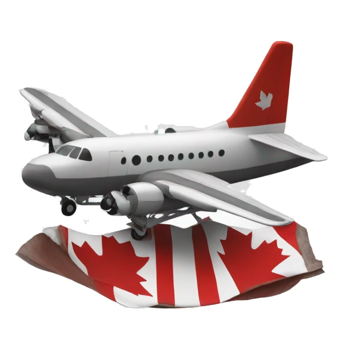 Landing gear of plane with Canadian flag sticker