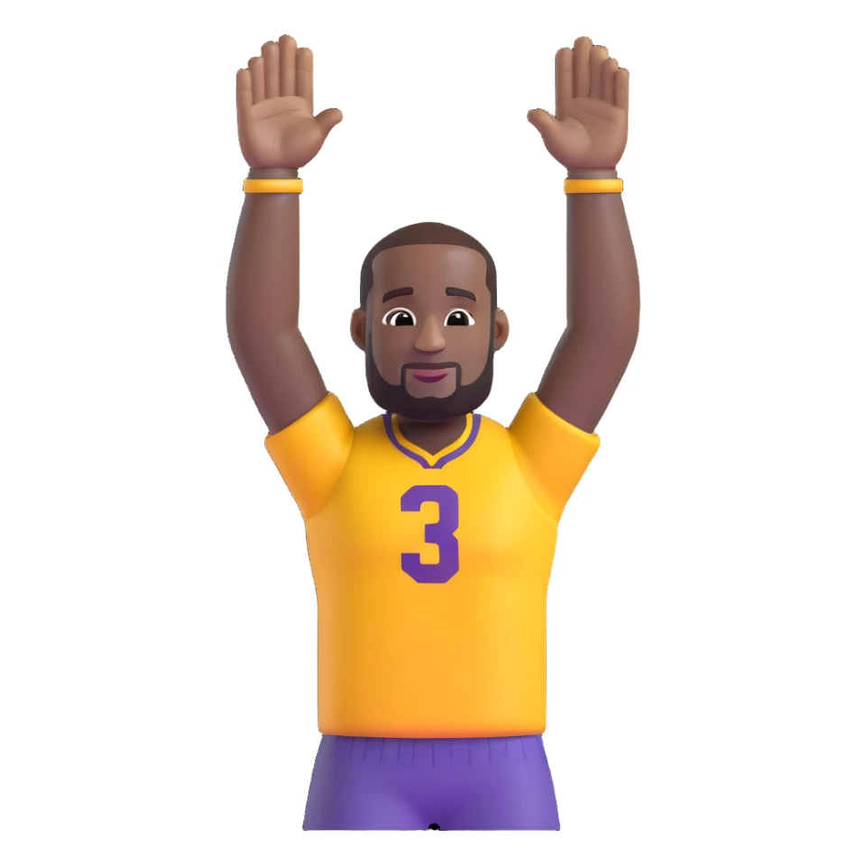 LeBron James emoji, celebrating with arms raised sticker