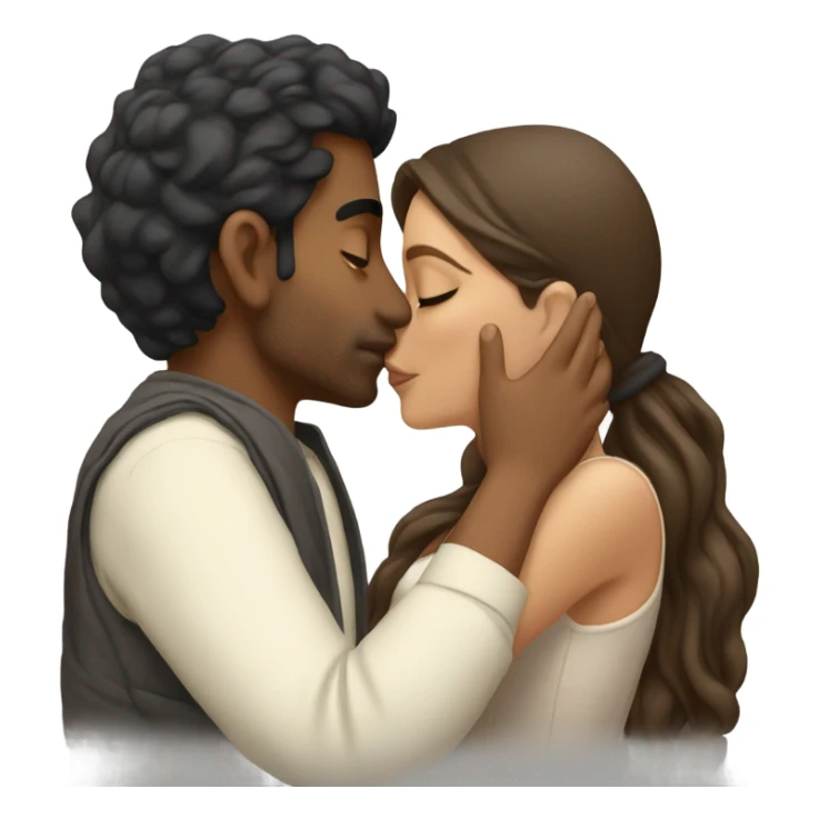 Indian man kissing white brunette girl sticker
