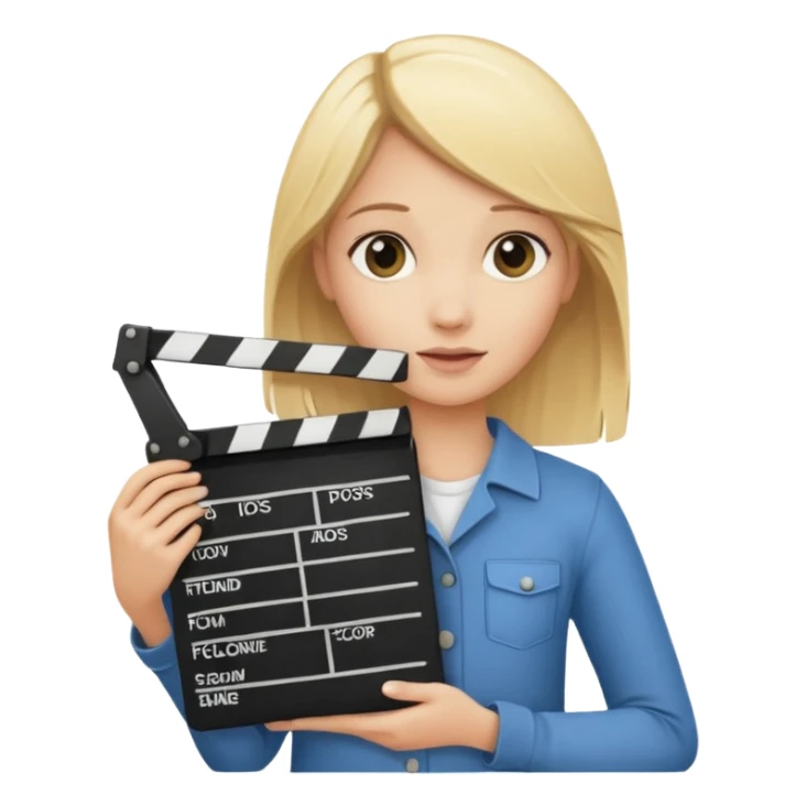 Blonde girl with film clapboard sticker