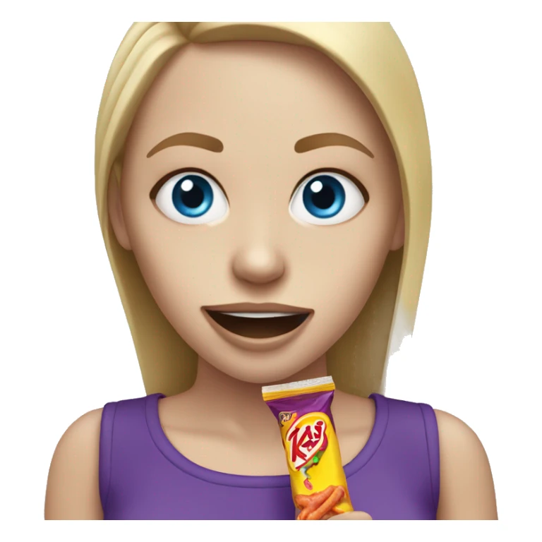 White girl with blue eyes eating takis sticker