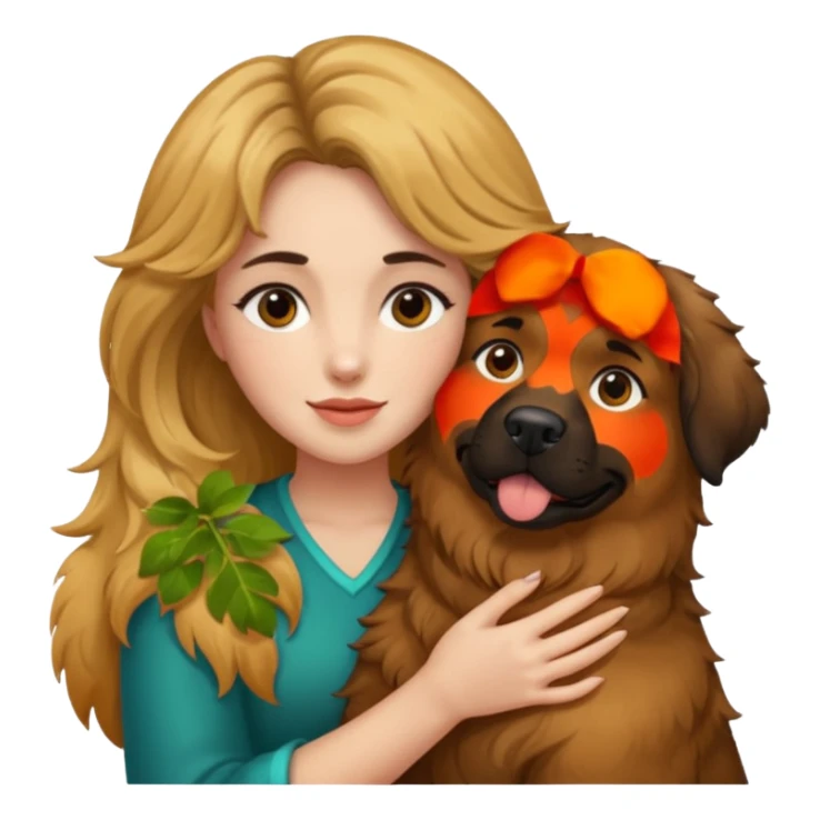 Ludovica che abbraccia il suo cane leone sticker