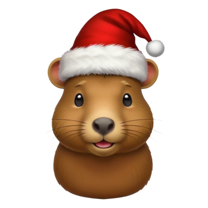 capybara with Christmas hat, apple emoji style sticker