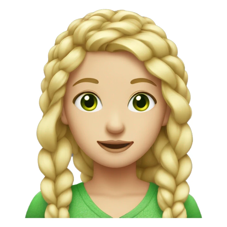 Blonde girl with one braid and green eyes  sticker