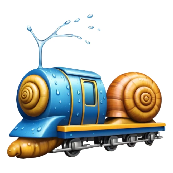 snail under the rain next to the train sticker