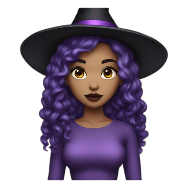 girl-light skin-purple eyes-witch-black hair-big lips sticker