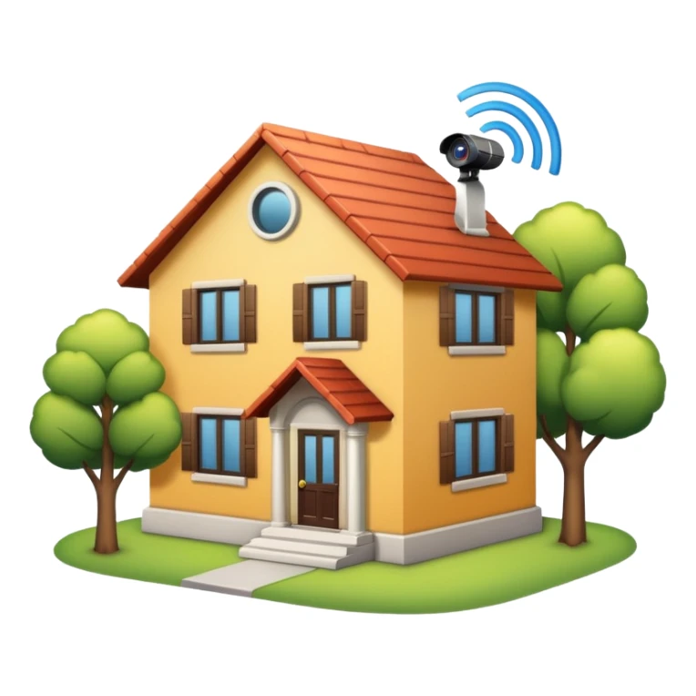 House that is beeing secured by a alarm system and camera sticker