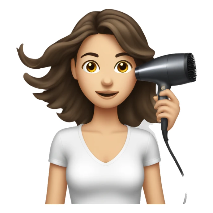 Brunette girl blow drying hair sticker