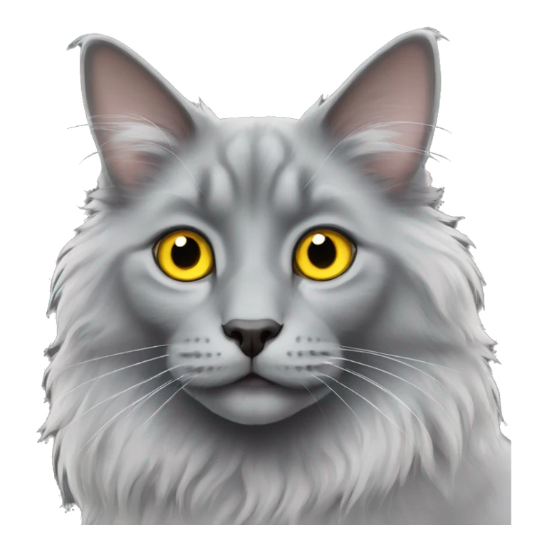 Fluffy Nebelung cat with yellow eyes sticker