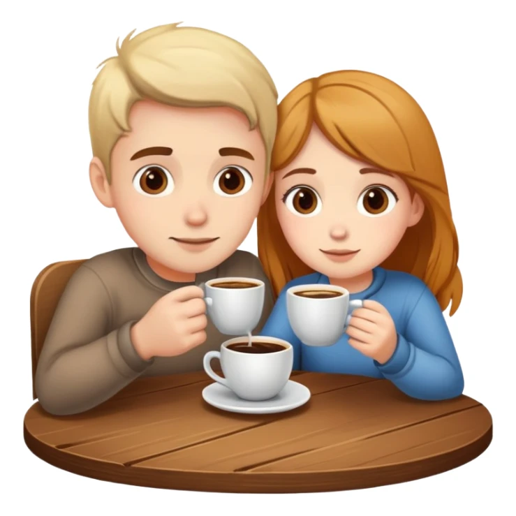 boy and girl sitting at a table sipping coffee sticker